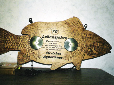 Holzfisch mit Wetterstation